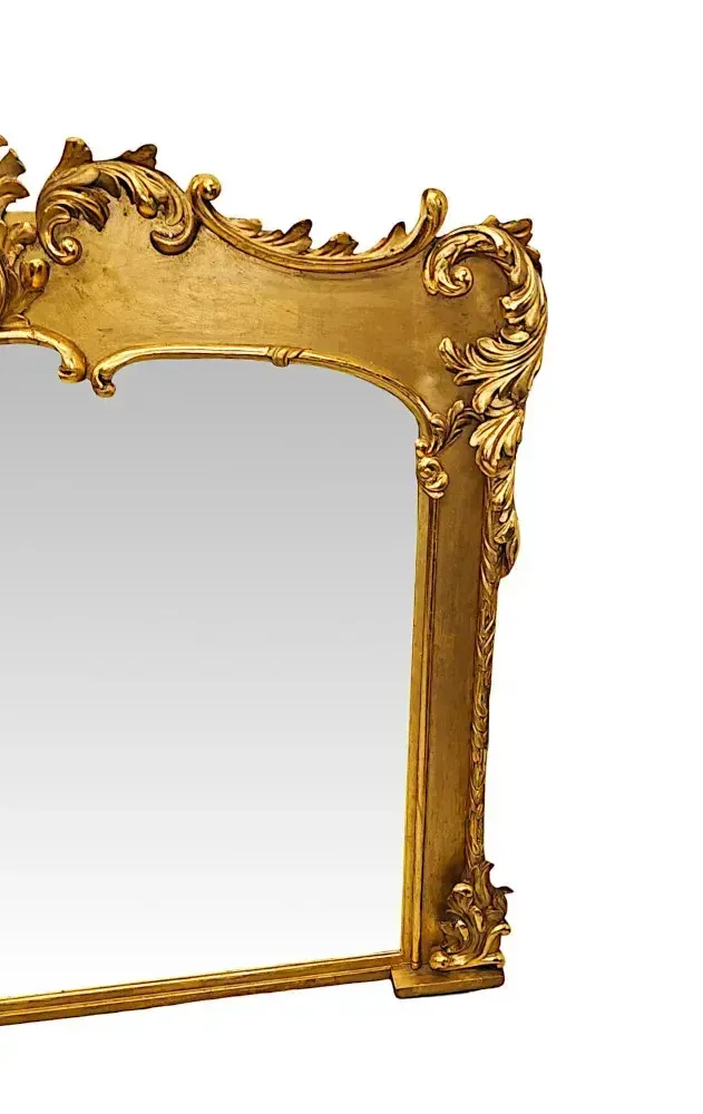 A Very Rare Early 19th Century Giltwood Overmantel Mirror photo vinterior