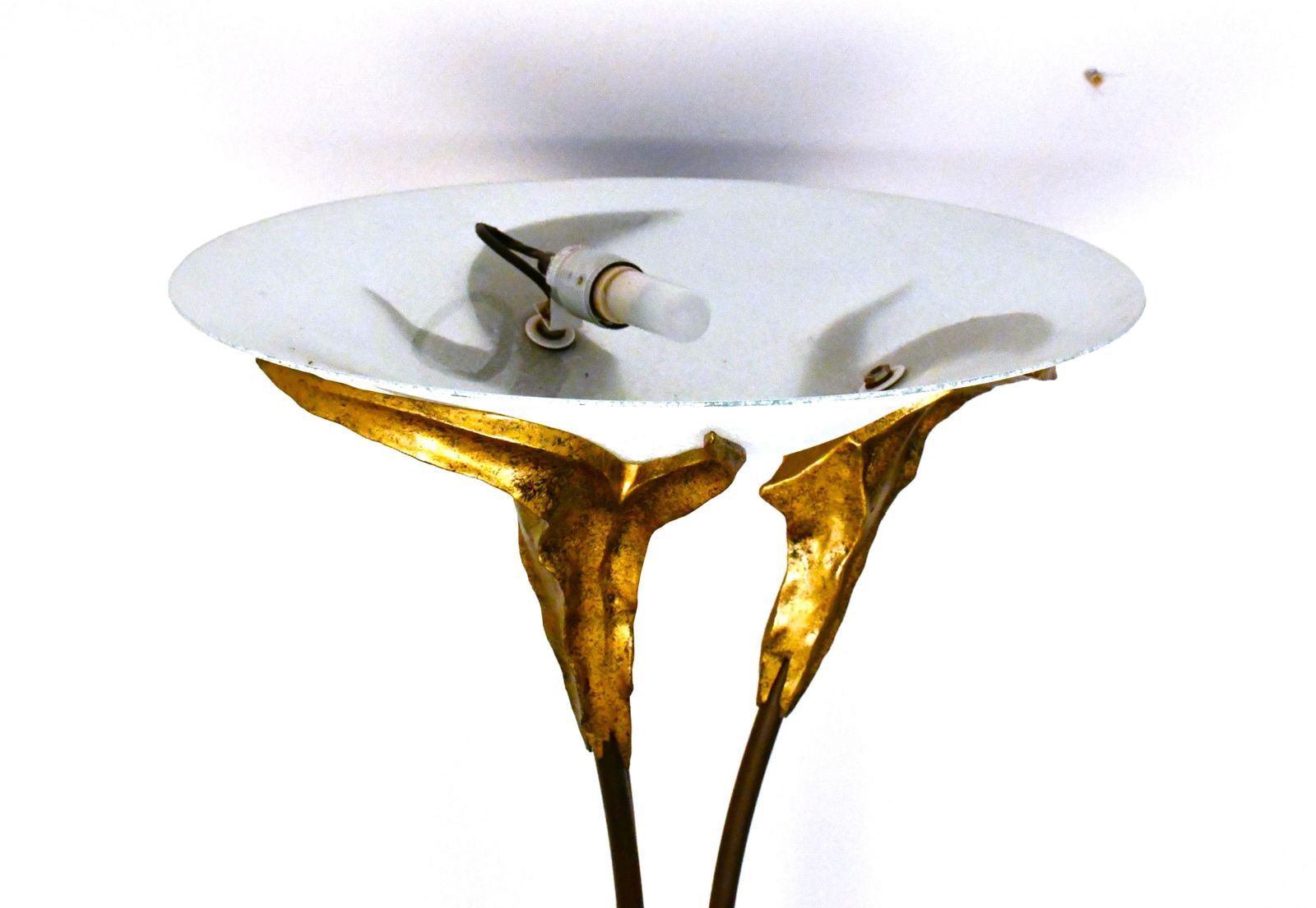Grote Franse art deco stijl vloerlamp met matglazen kap door Montauban, jaren 1980 photo vinterior