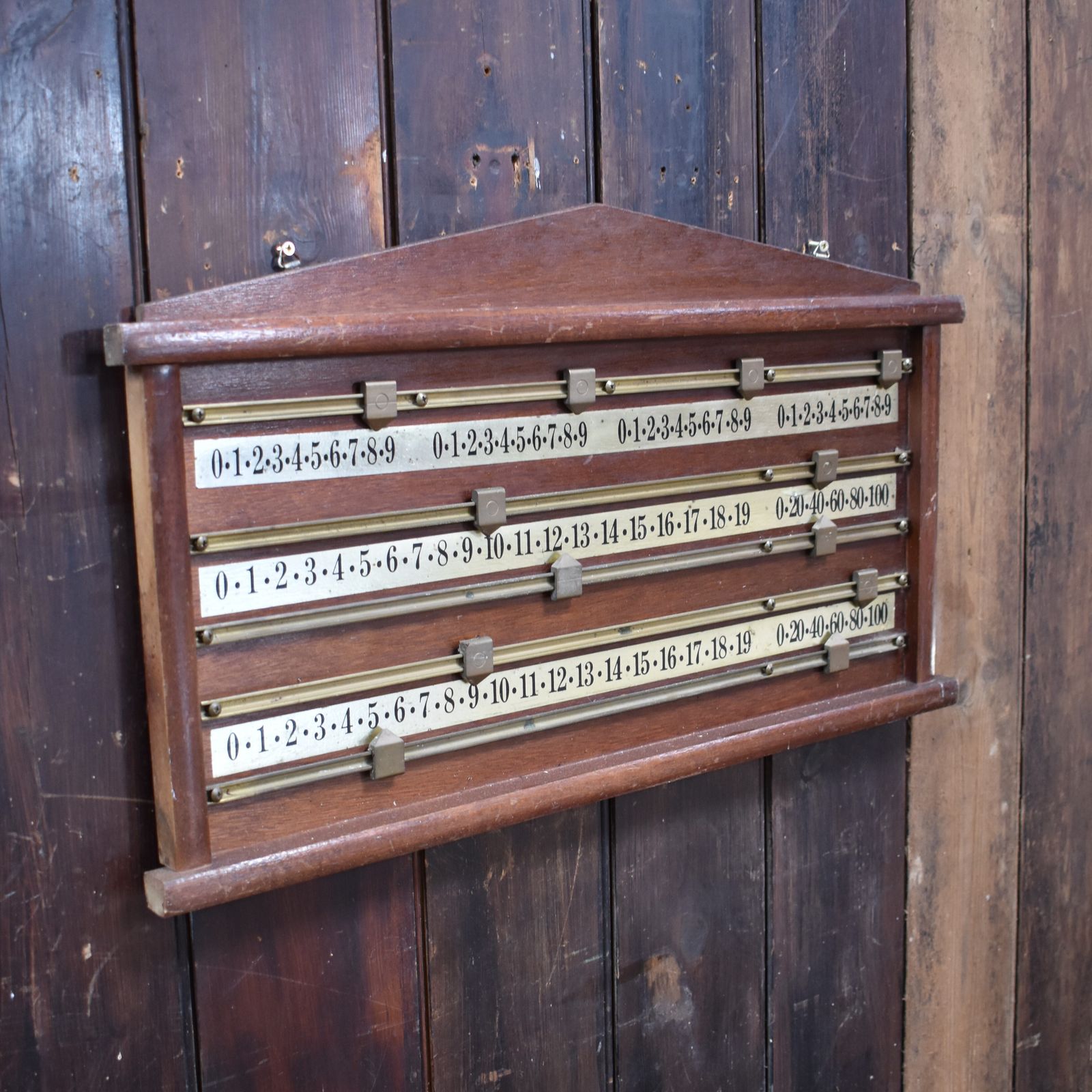 Antique 1900s Mahogany Brass Sliders Four Player Billiards Snooker Scoreboard photo Home Decor