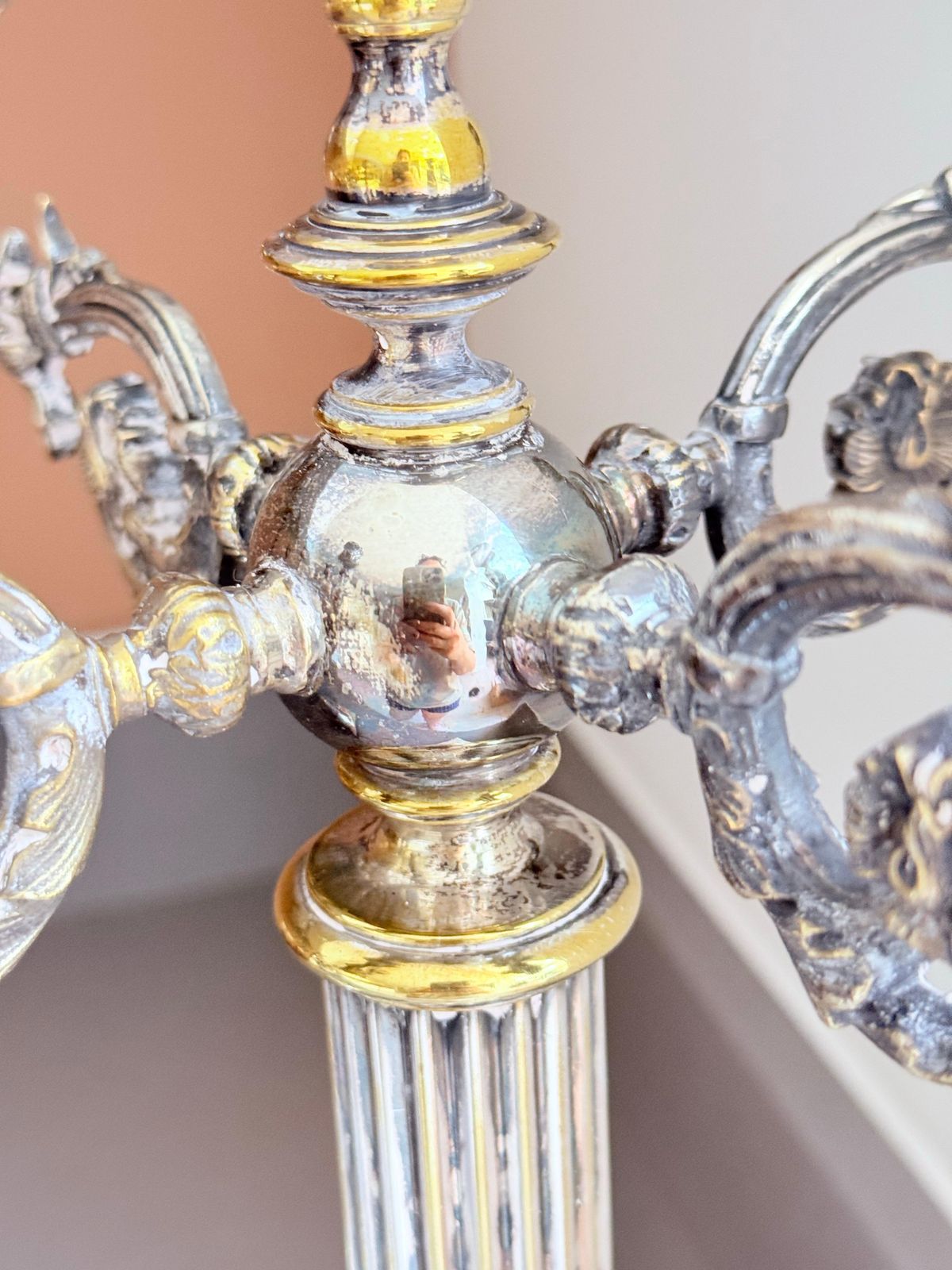 2546.0 Pair Of Antique Candle Holder Swedish Silver Plate Decorative Luxury Candelabra photo
