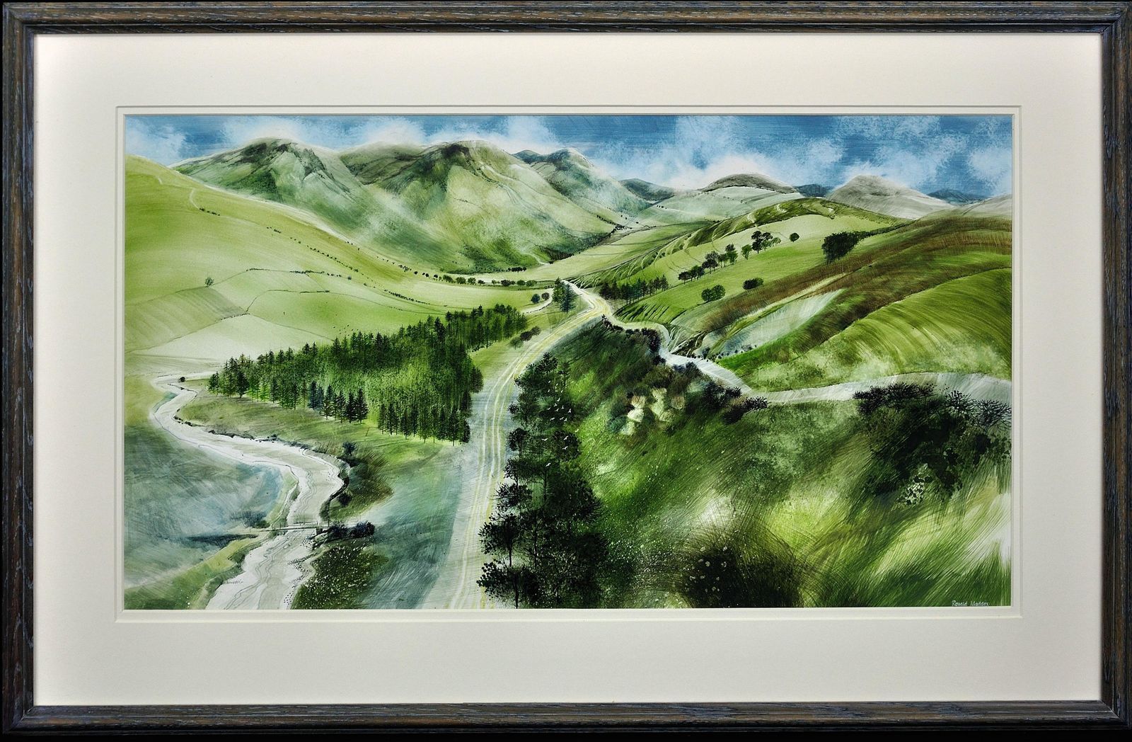 Ronald Maddox, 1930-2018. Britannique. Landscape Pattern, Glen Lyon, Scotland, 1980. Aquarelle. Le glen le plus long, le plus solitaire et le plus beau d'Écosse.