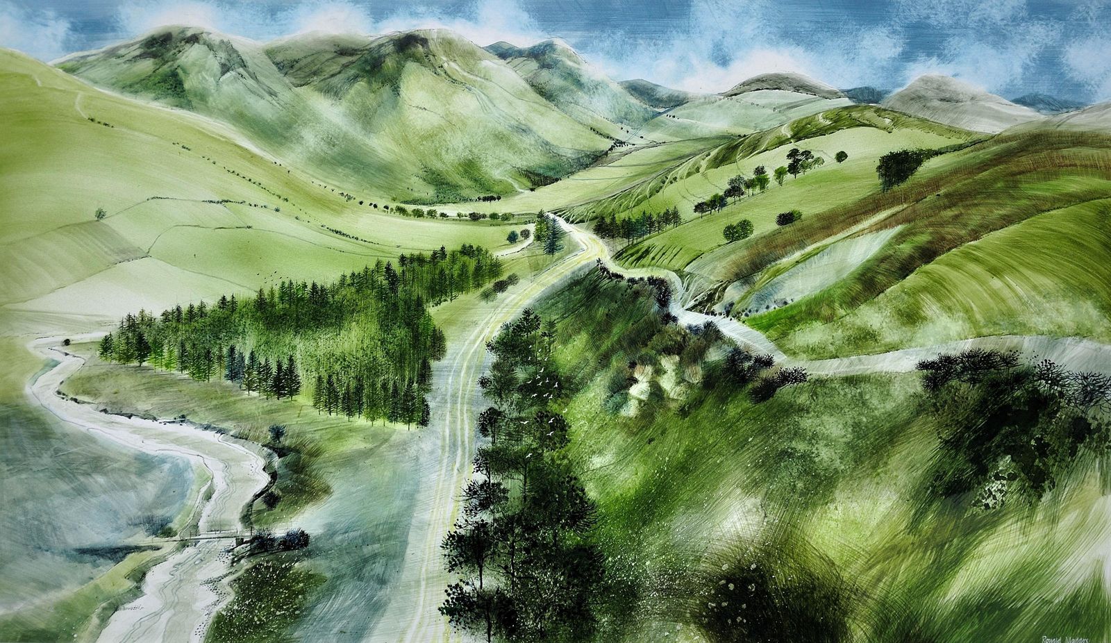 Ronald Maddox, 1930-2018. Britannique. Landscape Pattern, Glen Lyon, Scotland, 1980. Aquarelle. Le glen le plus long, le plus solitaire et le plus beau d'Écosse. photo furniture
