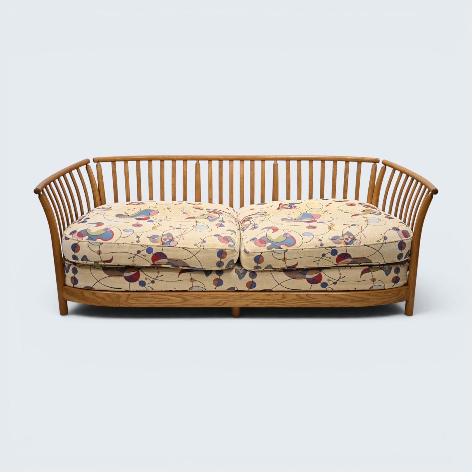 photo buy Ercol Renaissance Low Back Sofa Light Finish Miro'ish Upholstery