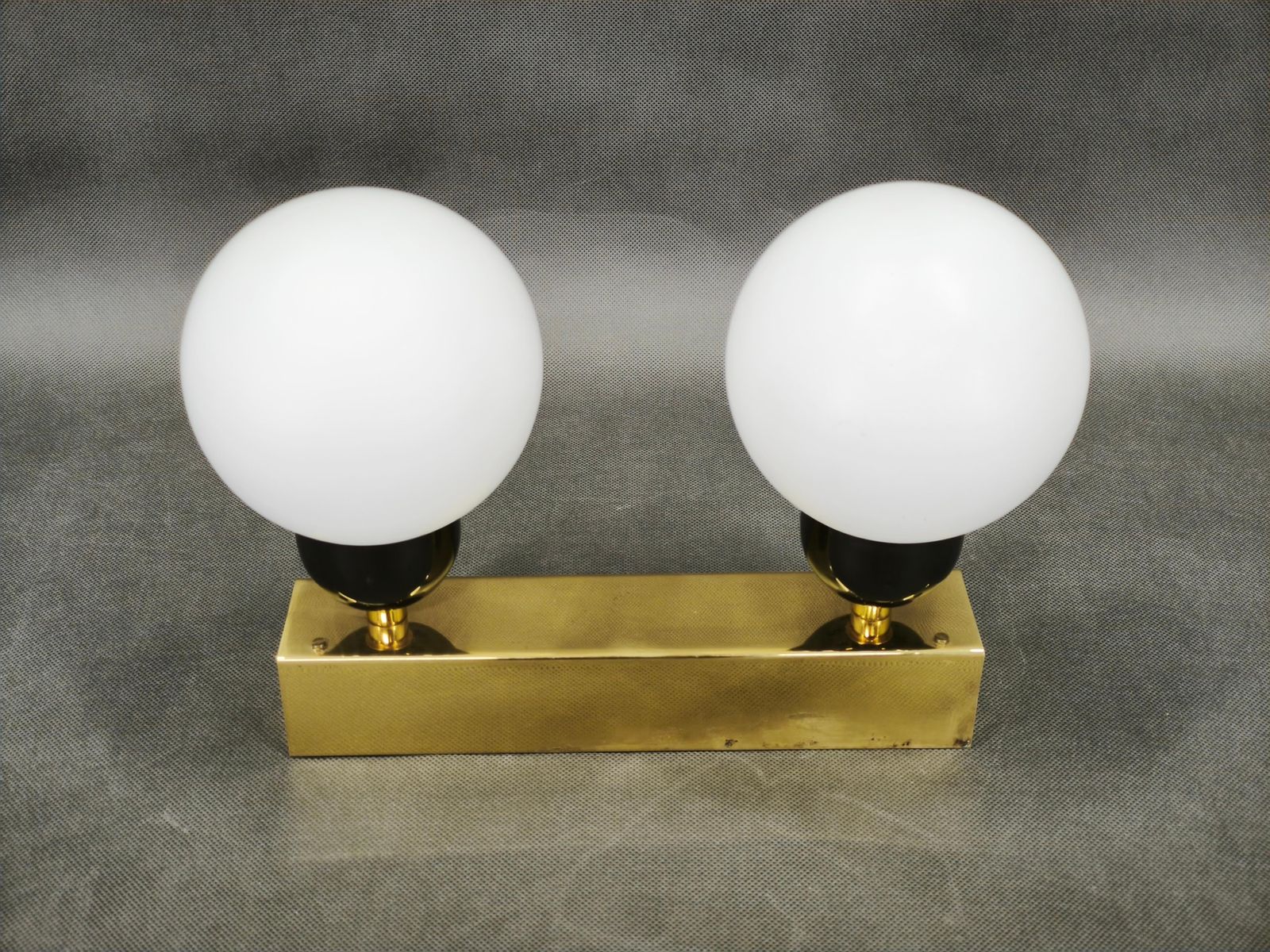 photo for sale Kamenický šenov Brass Double Globe Wall Light, Czechoslovakia, 1970s