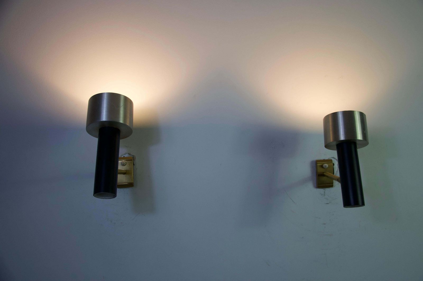 photo buy Mid Century Brass And Metal Wall Lamps By Stilux, Italy, 1960s