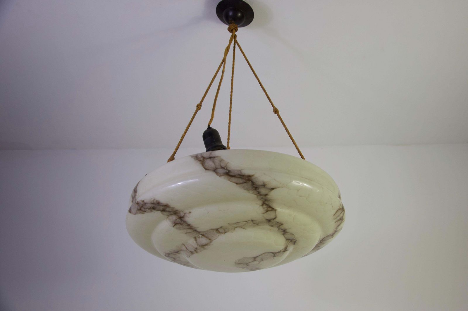 Round Art Deco Glass Pedant Lamp, 1930s, Germany photo Lighting