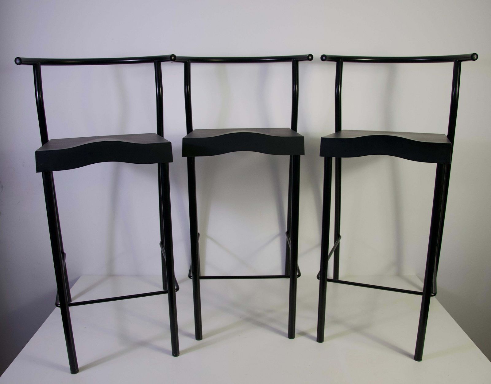 Set van 3 zwarte barkrukken van Philippe Starck voor Kartell, jaren 1980, Italië photo for sale