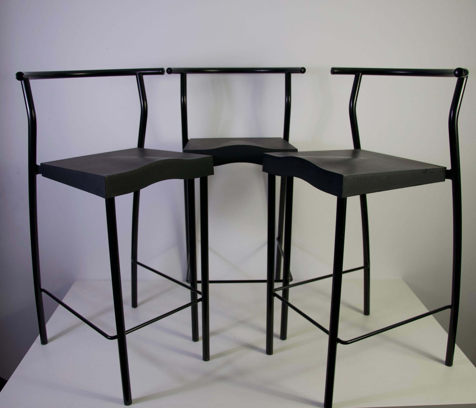 Set van 3 zwarte barkrukken van Philippe Starck voor Kartell, jaren 1980, Italië photo 1458.0