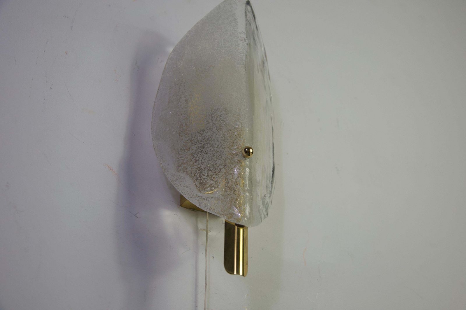 Brass And Ice Glass Wall Lamp By Kalmar Franken, Austria, 1960s photo vinterior