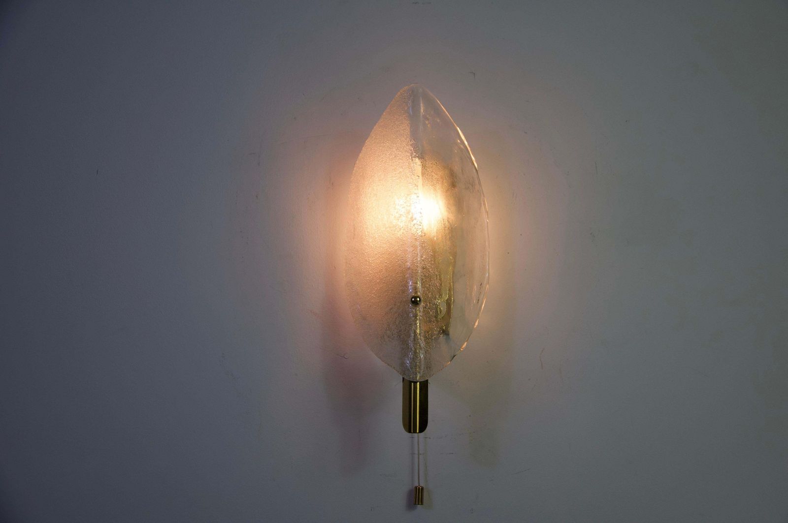 photo for sale Brass And Ice Glass Wall Lamp By Kalmar Franken, Austria, 1960s