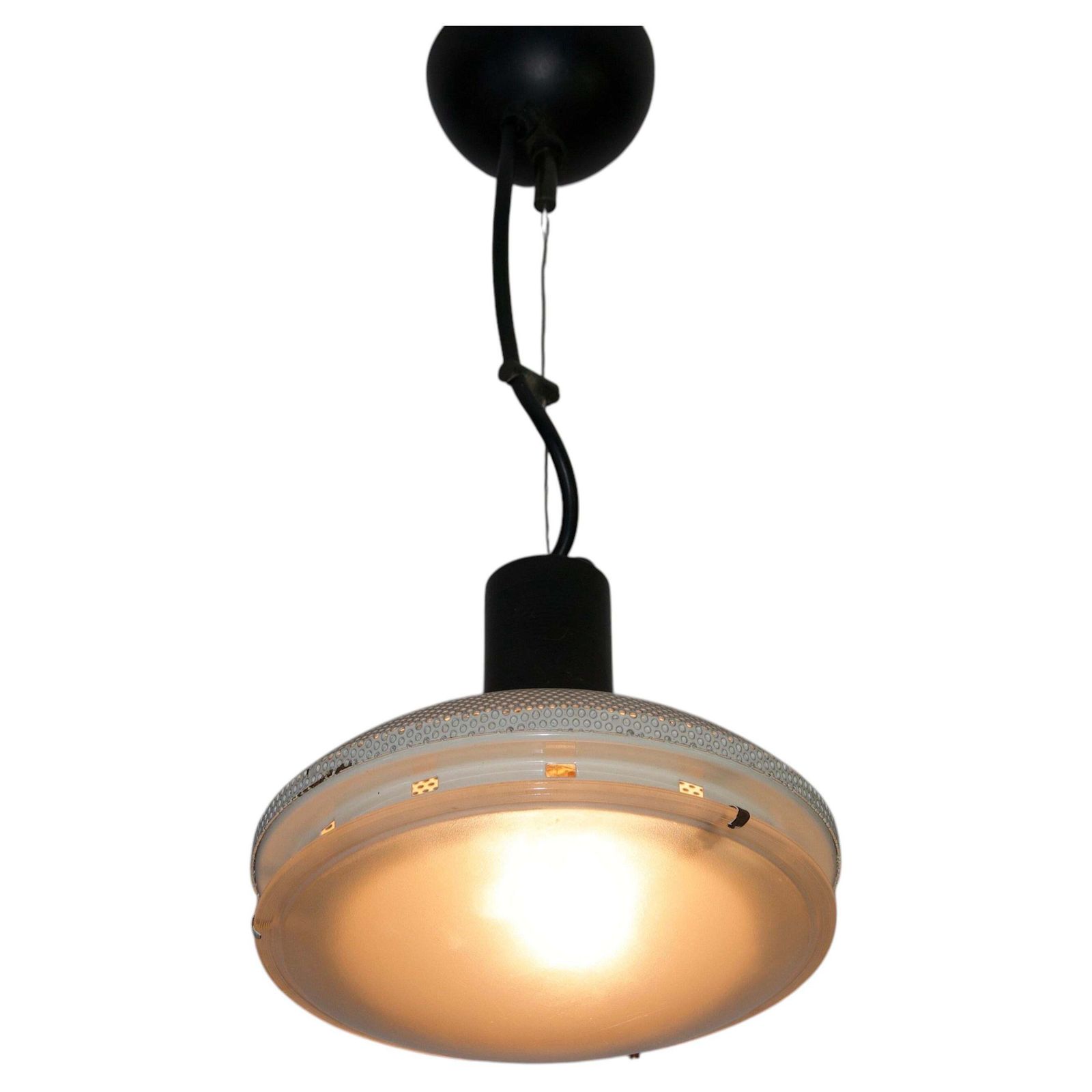 Witte Italiaanse plafondlamp, jaren 1970