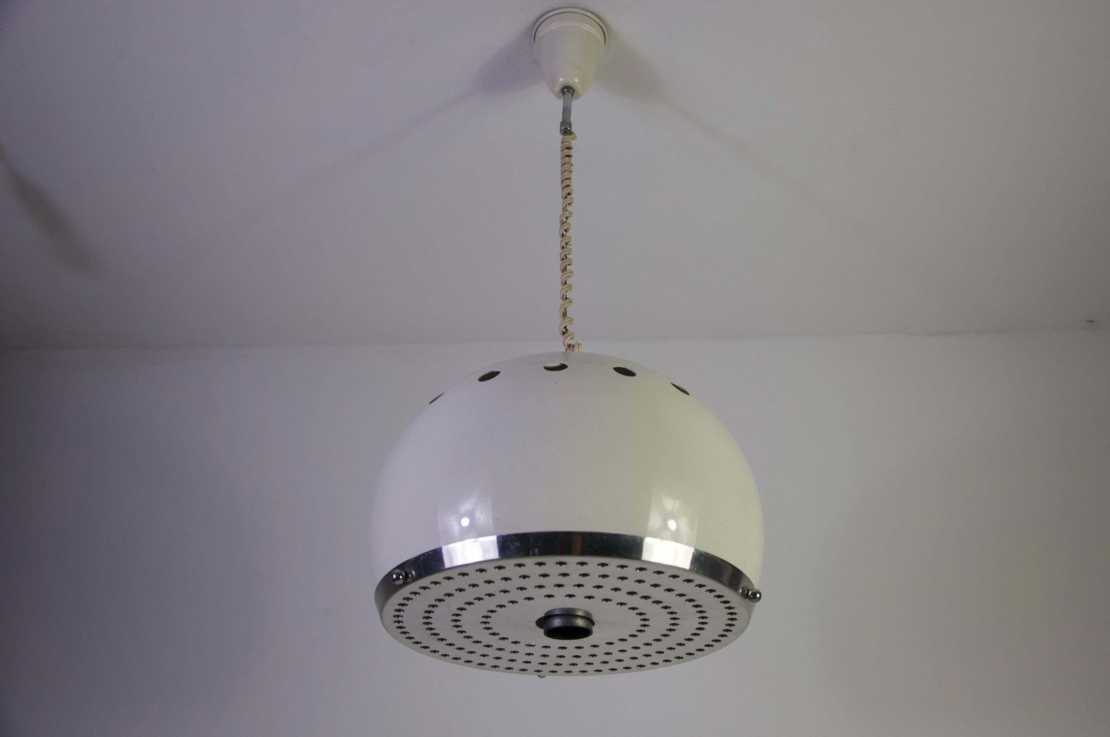 Italian White Metal Pendant Lamp In The Style Of Reggiani, 1960s photo for sale