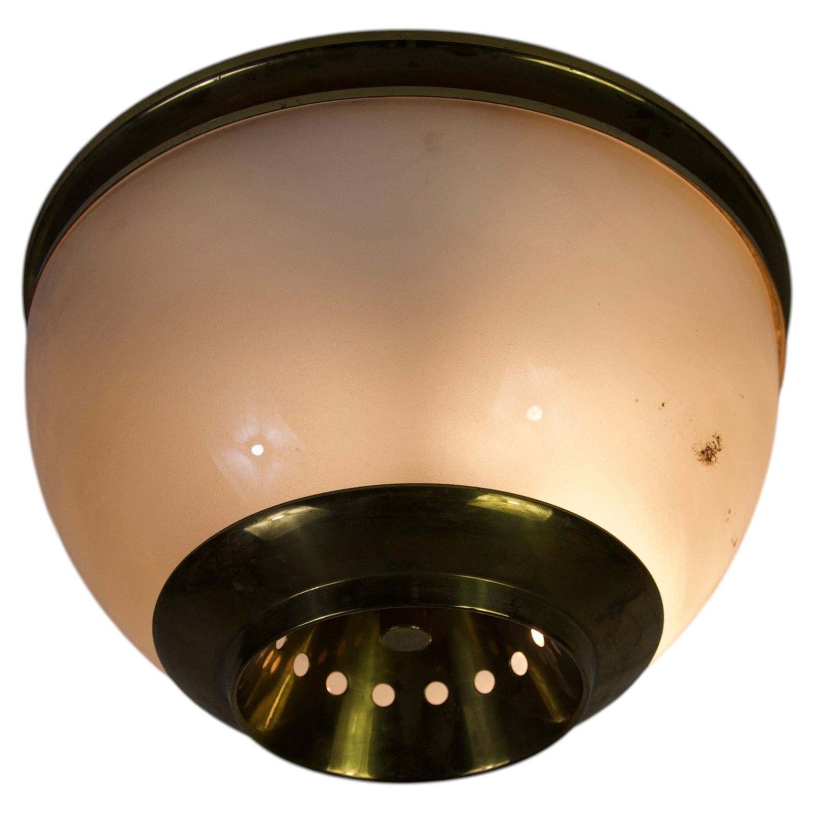 Lsp3 Brass And Glass Flush Mount By Luigi Caccia Dominioni For Azucena, 1960s