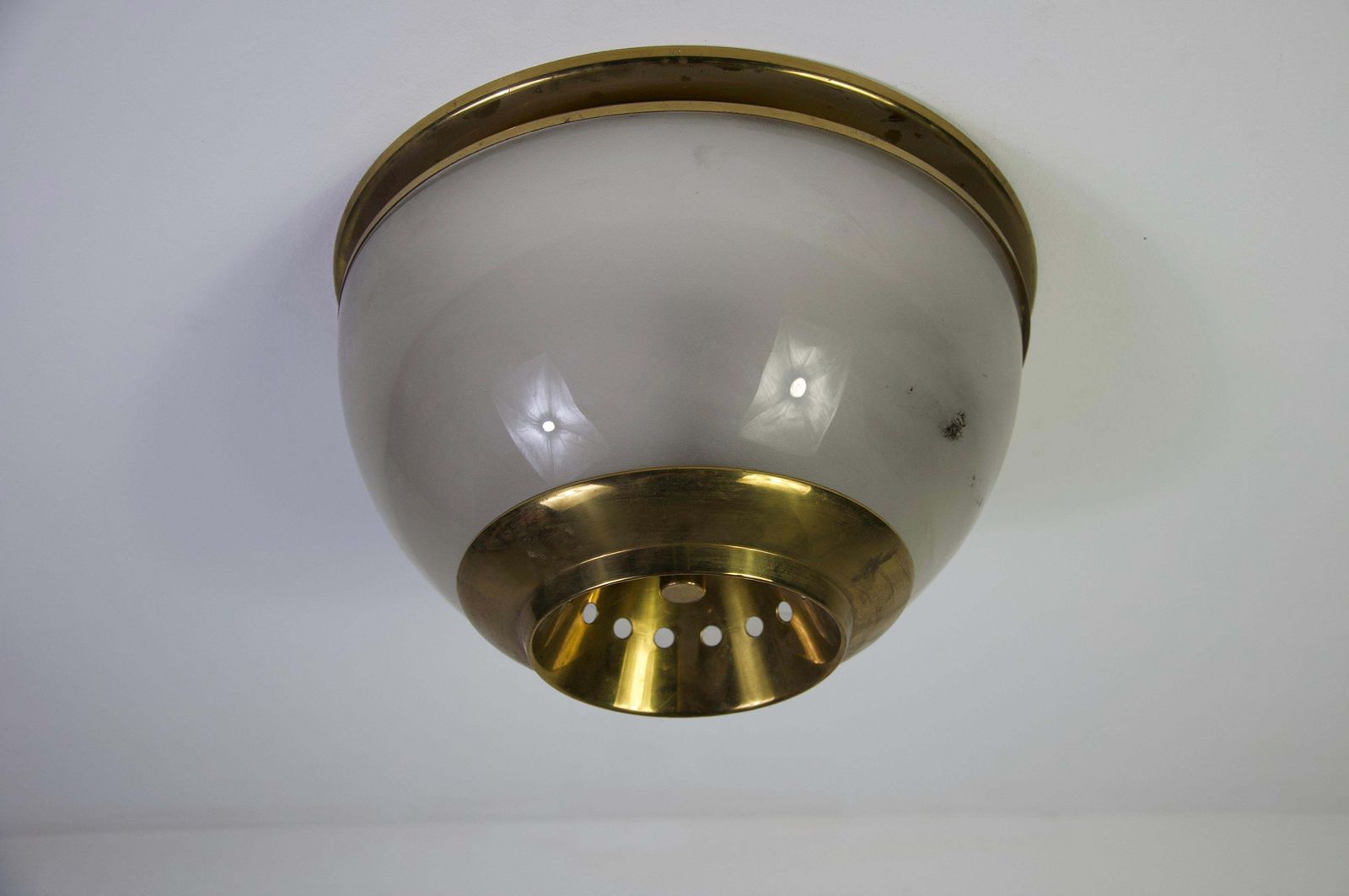 Lsp3 Brass And Glass Flush Mount By Luigi Caccia Dominioni For Azucena, 1960s photo Lighting