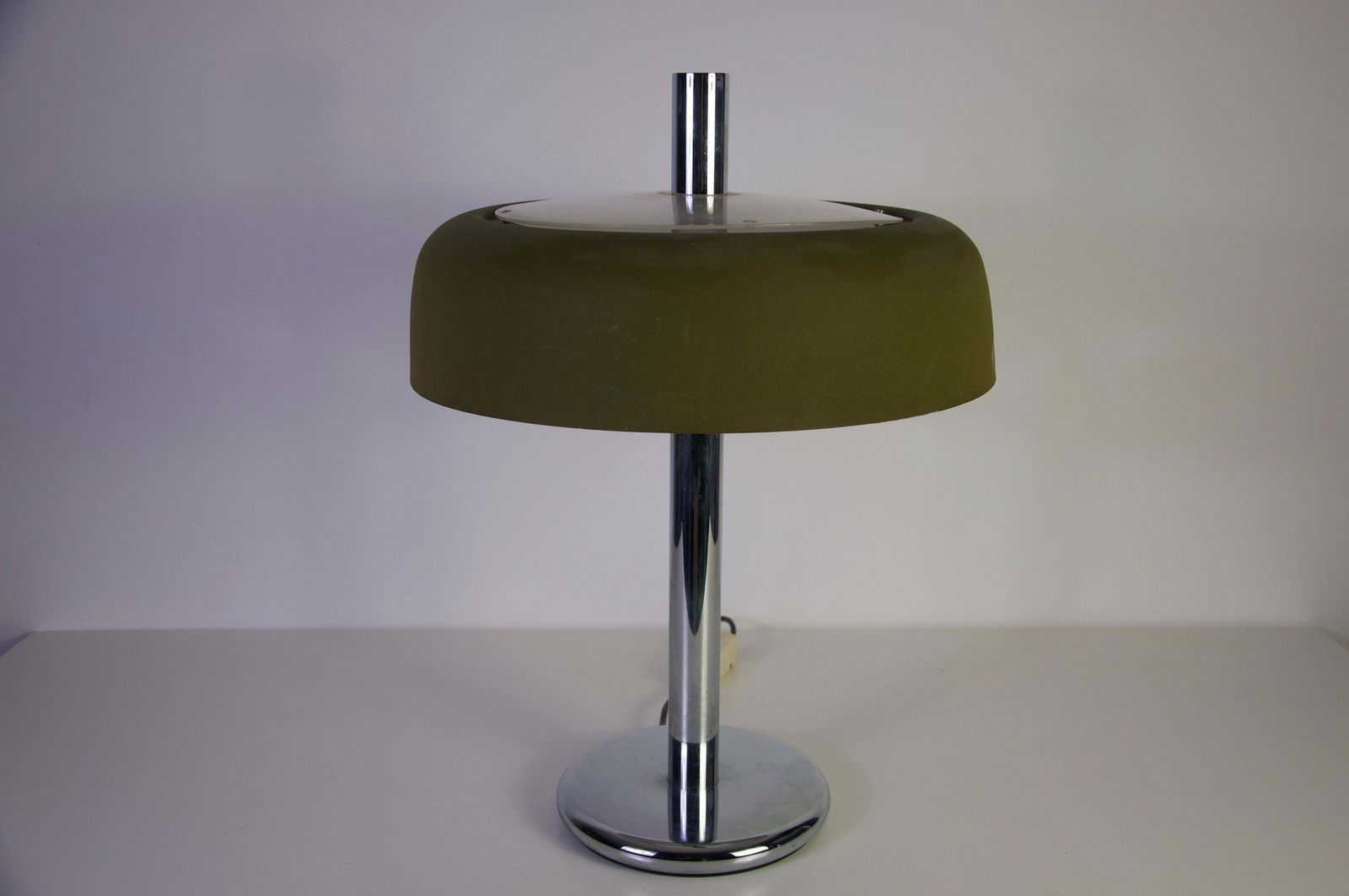 Hillebrand Chrome En Groene Kap Tafellamp, Ca. Jaren 1960, Duitsland photo vinterior