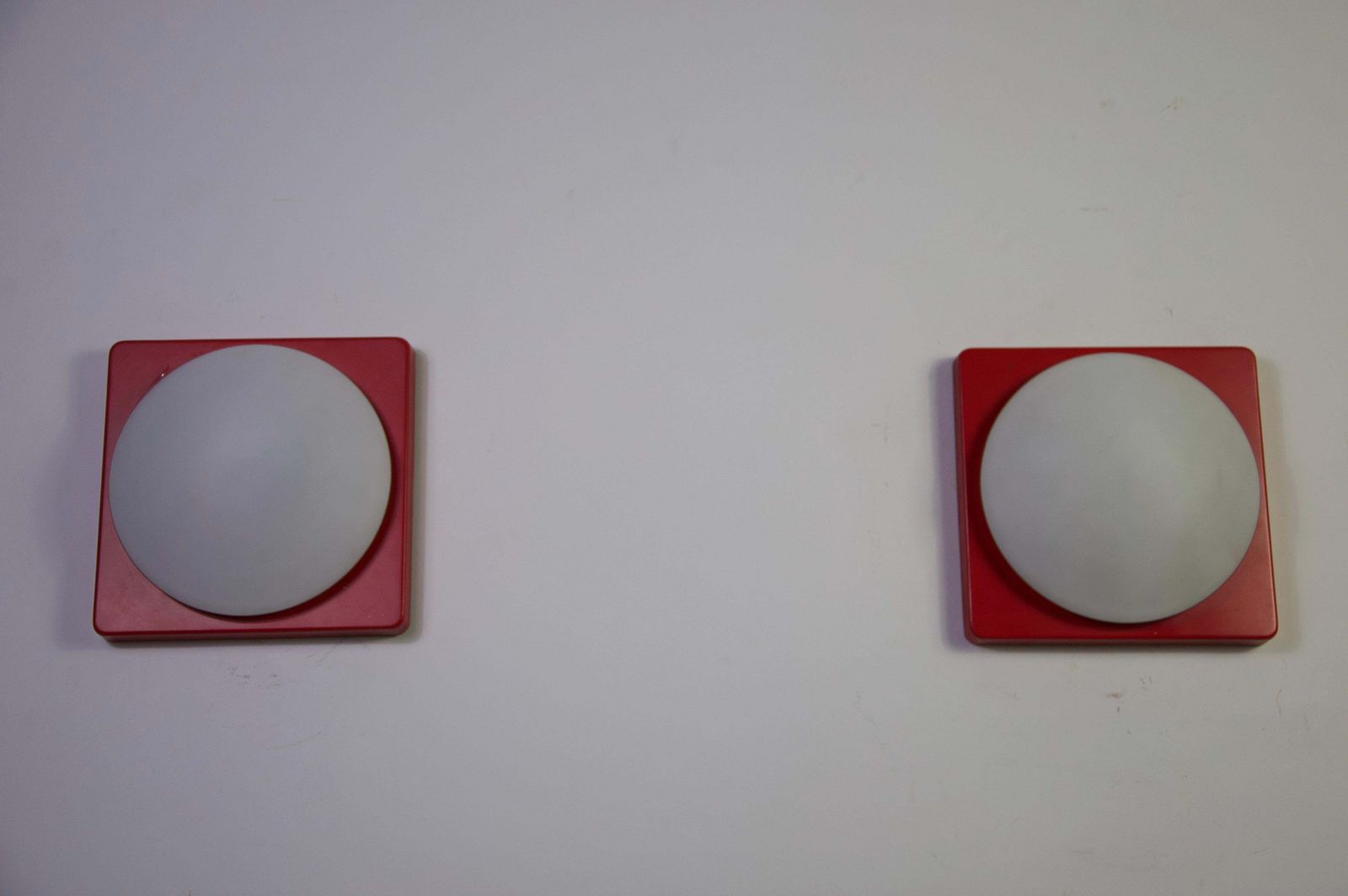 photo buy Midcentury Pair Of Red Wall Lamps By Paul Neuhaus, 1960s