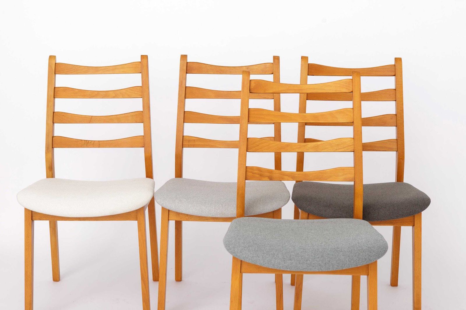 Set Of 4 Vintage Beech Dining Chairs, Mid Century Modern, German 1960s, Restored Wood Chairs photo furniture