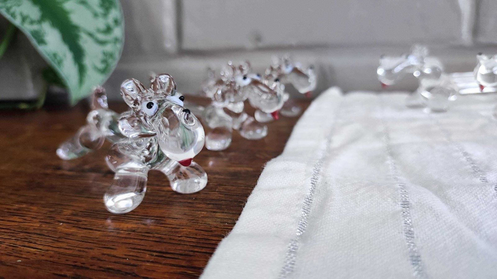 Lot de 10 porte-couteaux en cristal français, figurines de bassets, années 1950 photo vintage