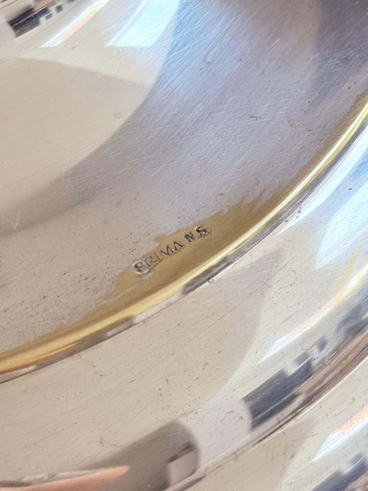 Décoration Vase coupe de milieu de table d'époque en métal argenté, épergne, insert en verre, Art Dé photo