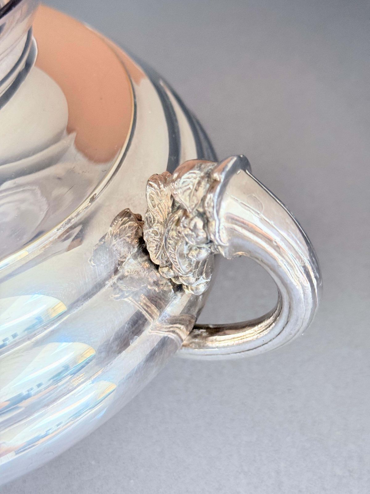 762.0 Antiek Verzilverd Vaas Tafelstuk Schaal Epergne Verwijderbaar Glazen Bloemen Art De photo