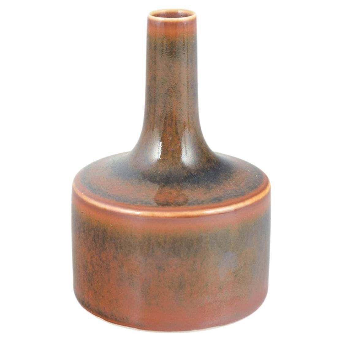 Vase céramique Carl Harry Stålhane pour Rörstrand, col élancé, milieu du XXe siècle