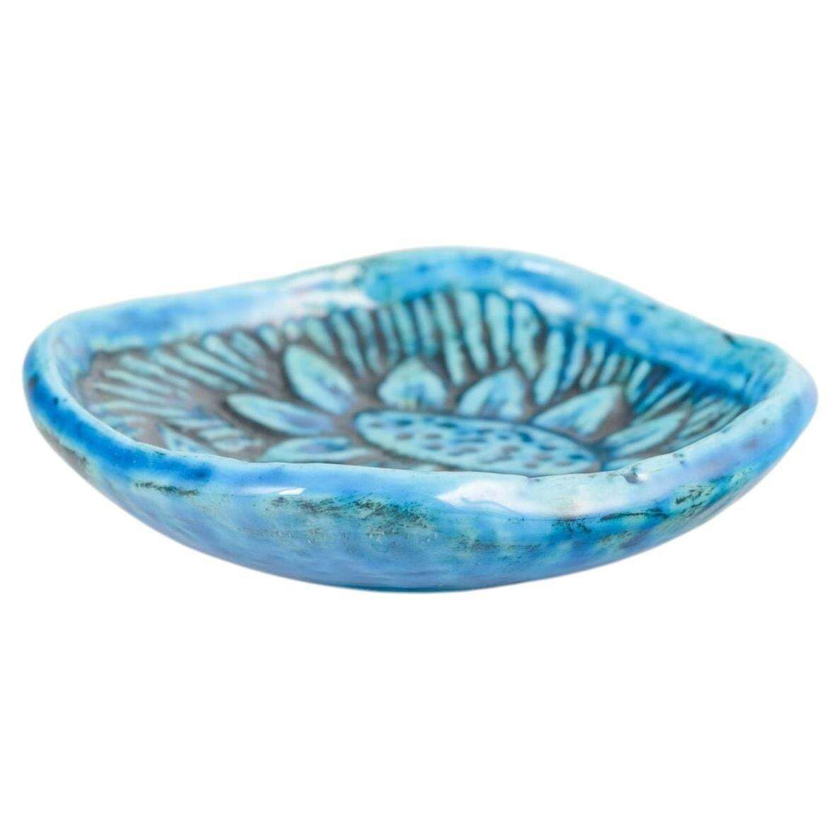 Petite coupelle en céramique Gunnar Nylund pour Rörstrand, glaçure bleu turquoise.