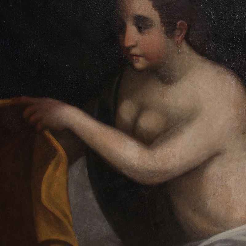 Kunst Antiek Italiaans schilderij, Jozef en de vrouw van Potifar, 17e eeuw photo