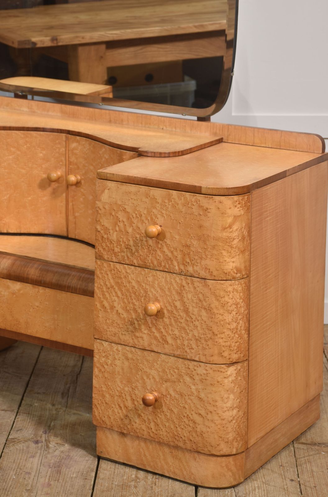 Art Deco Maple Dressing Table With Mirror photo vintage