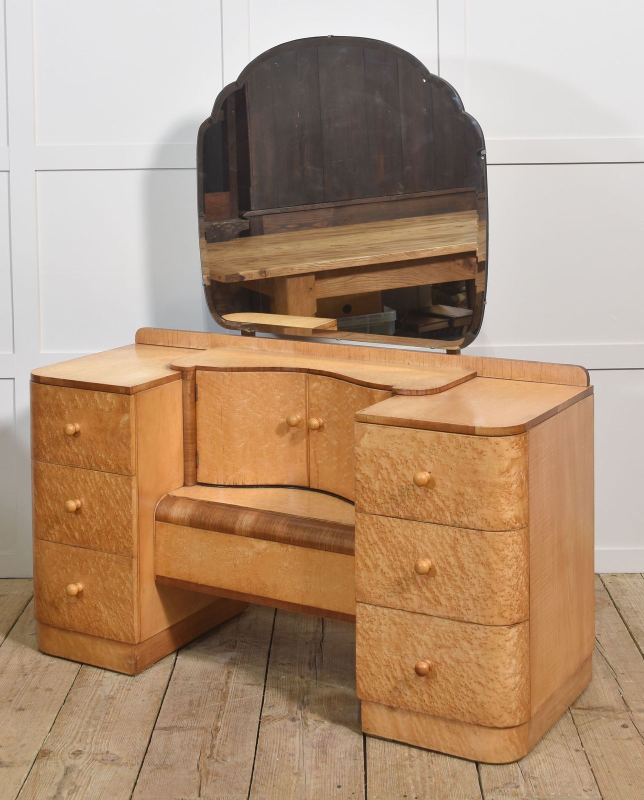 photo for sale Art Deco Maple Dressing Table With Mirror