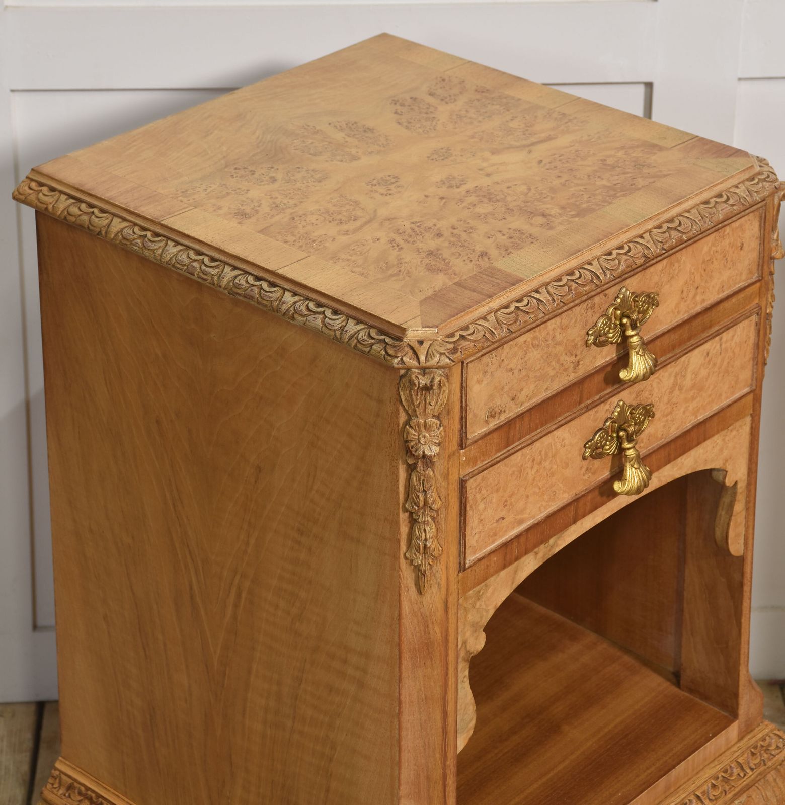 Pair Of Burr Walnut Bedside Cabinets photo Furniture
