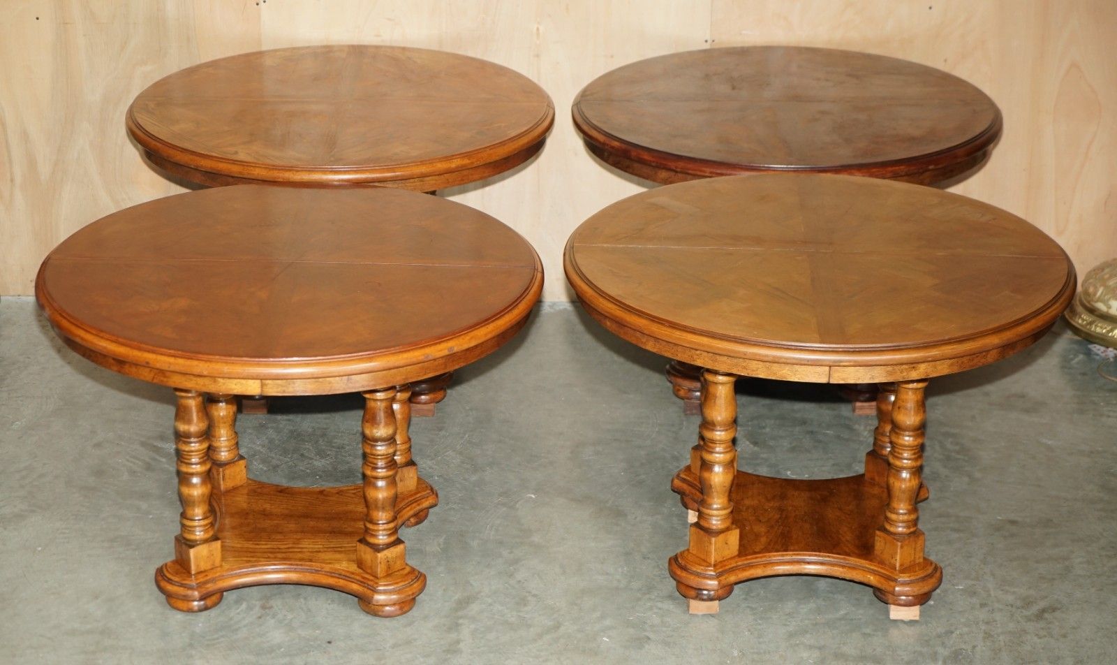 X4 Round Parquetry Topped English Oak And Hardwood Dining Or Occasional Tables photo furniture