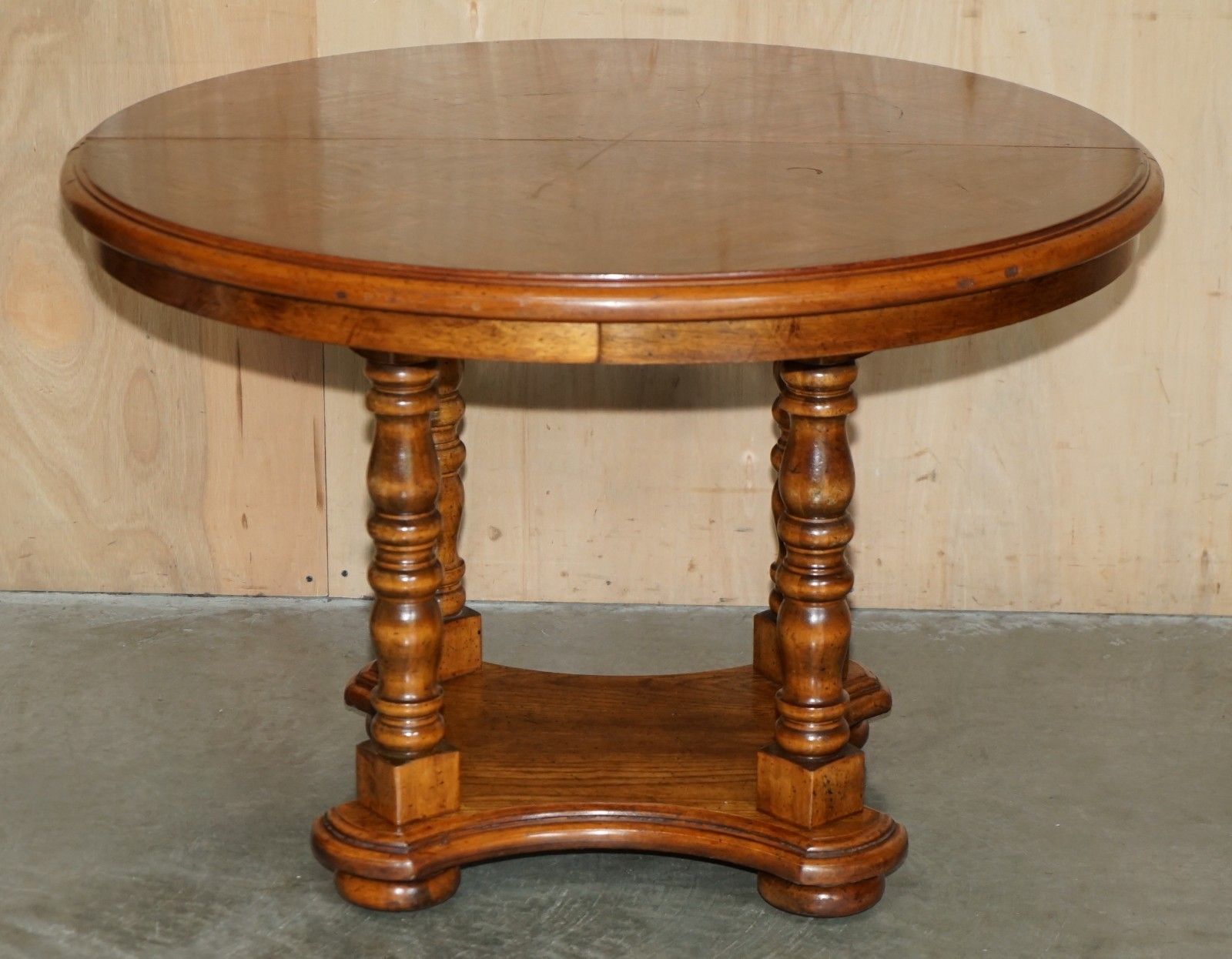X4 Round Parquetry Topped English Oak And Hardwood Dining Or Occasional Tables photo for sale