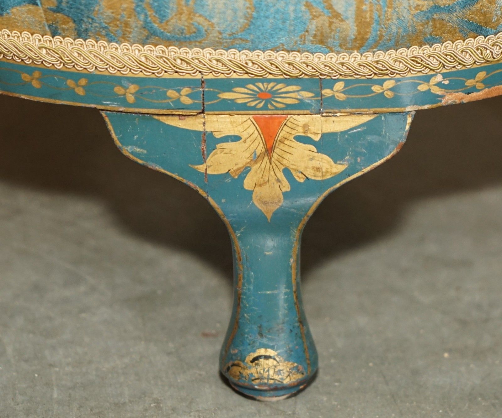 photo for sale Four Antique Green Chinese Chinoiserie Footstools Pouffes Part Of A Large Suite