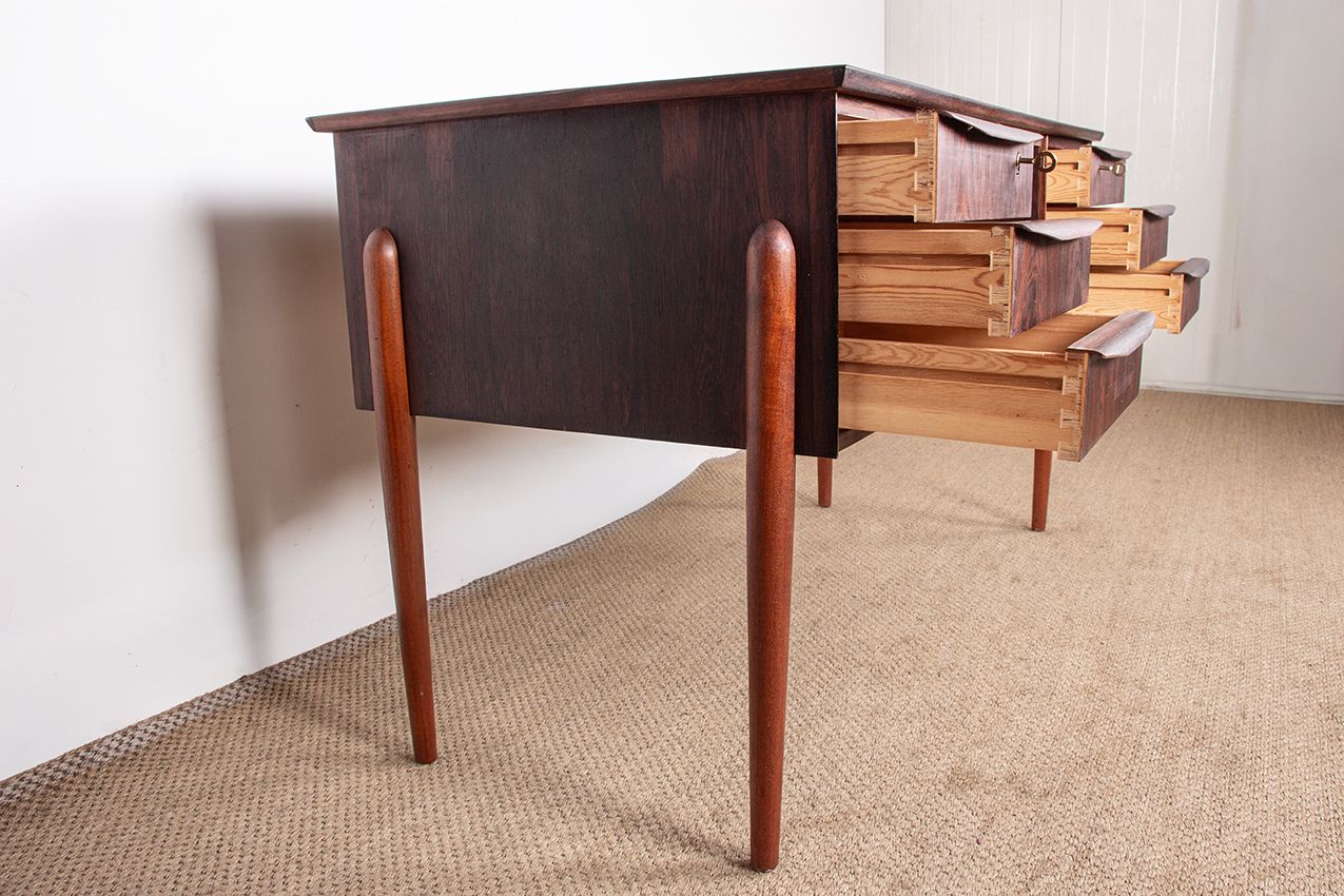 Danish Rosewood Desk With Teak Legs By Johannes Andersen, 1960. photo vinterior