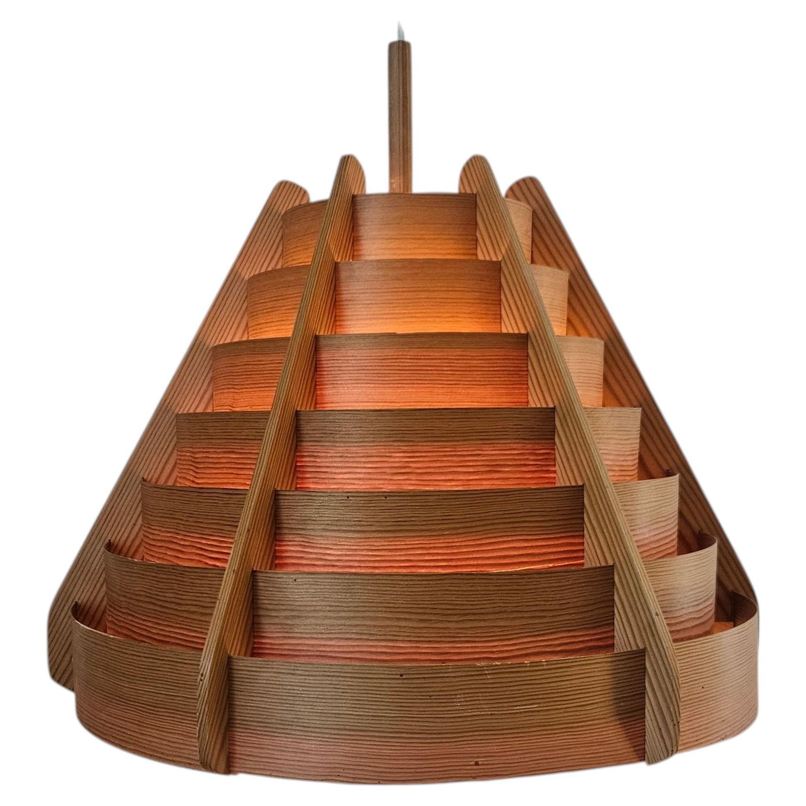 Zeldzame grote houten hanglamp, Mid-Century, Hans Agne Jakobsson, Zweden, jaren 1960