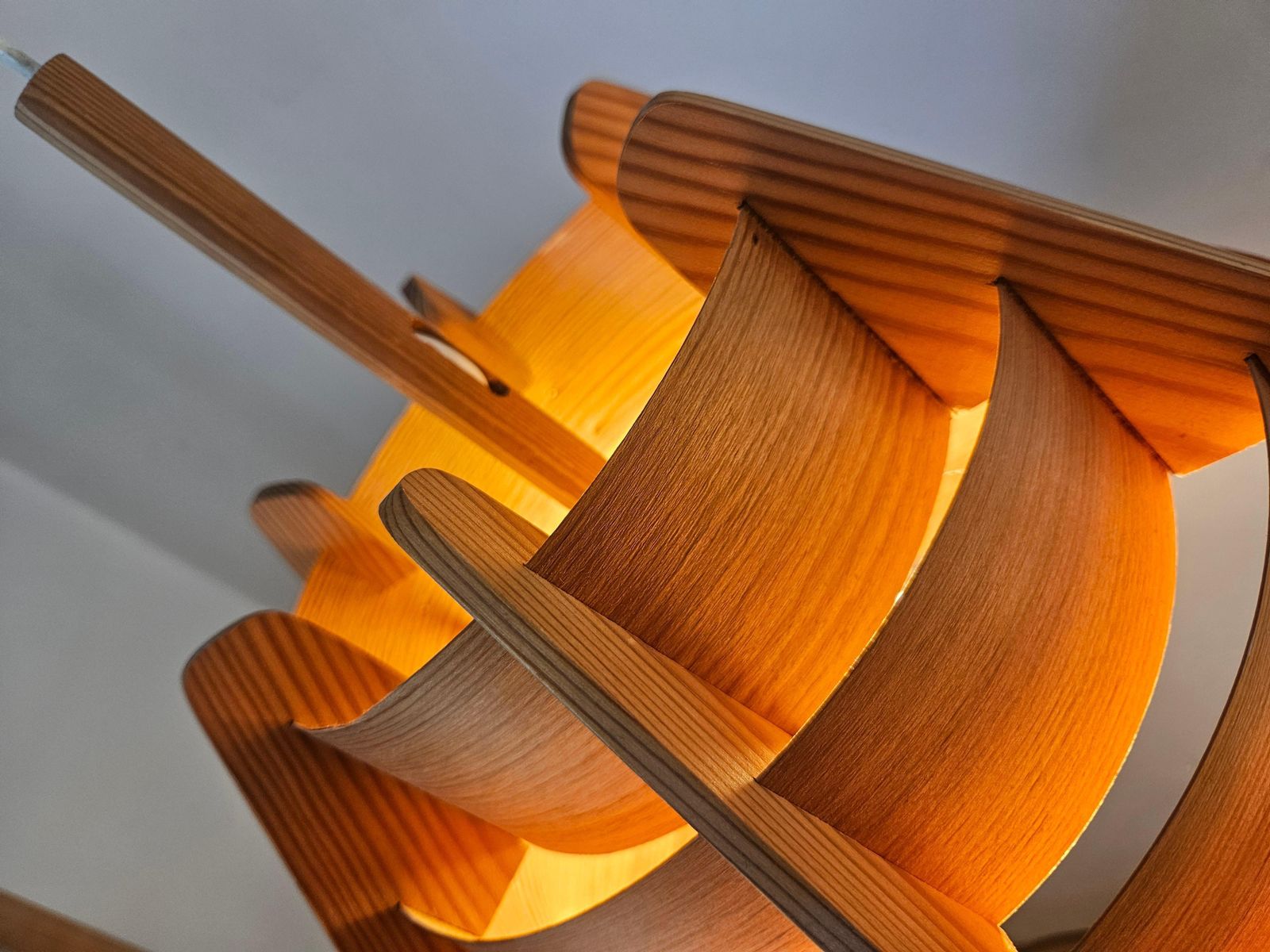 photo vinterior Zeldzame grote houten hanglamp, Mid-Century, Hans Agne Jakobsson, Zweden, jaren 1960