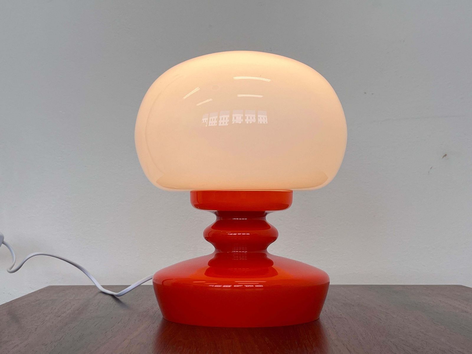 1970s Stepan Tabery Opaline Glass Mushroom Table Lamp, Czechoslovakia photo for sale