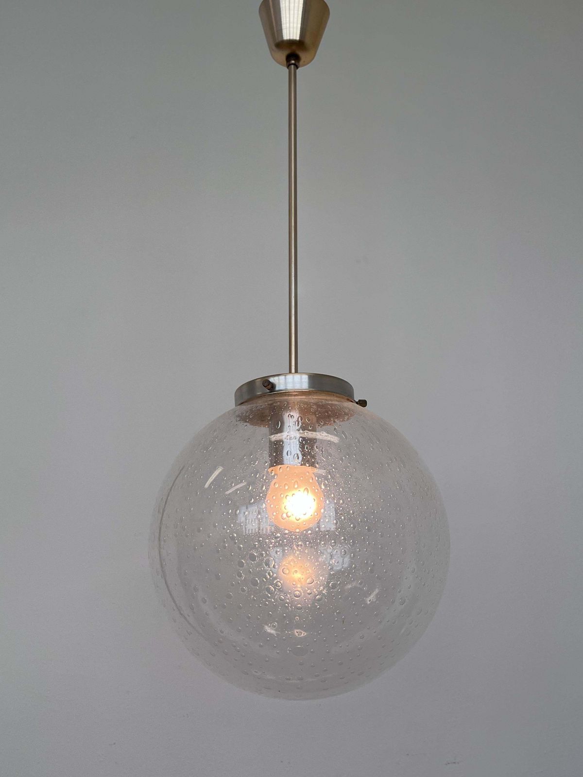 Pair Of Design Mid Century Art Glass Pendants   Czechoslovakia, 1970s photo Lighting