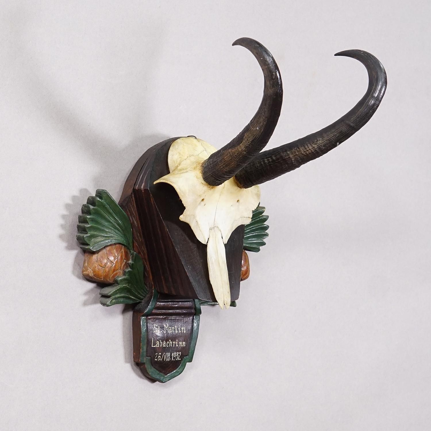 Antiek Zwarte Woud Gems Trofee op Gesneden Plaquette – Duitsland 1932 photo for sale
