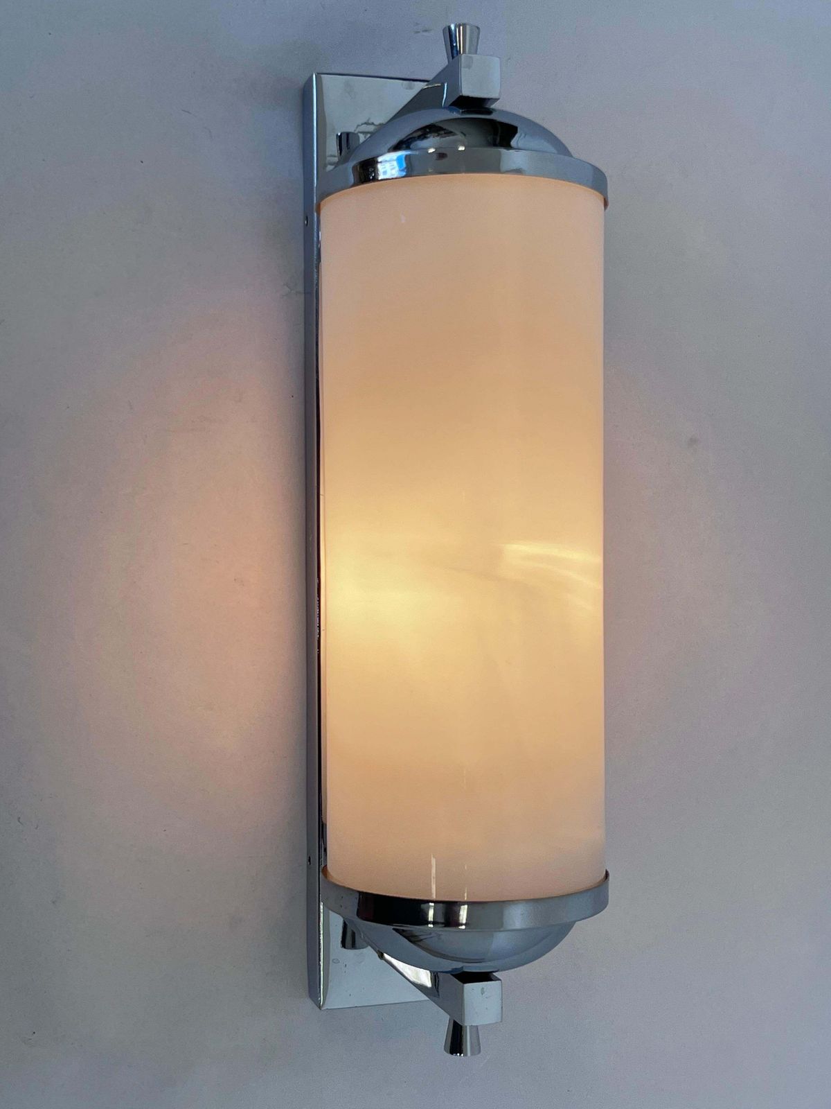 Grote Bauhaus Wandlamp in Chroom en Melkglas, jaren 1930 – Tsjecho-Slowakije, Gemerkt photo 419.0