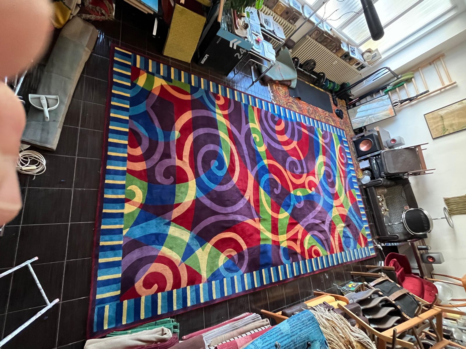 Jaren 1980 XXL Groot Design Abstract Hoogwaardig Wollen Tapijt voor Hilton Hotel photo 7990.0