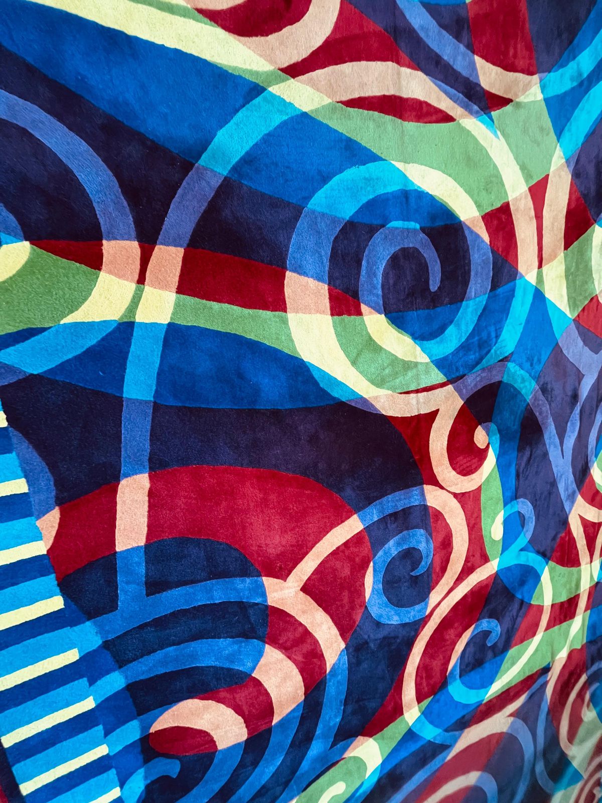 Jaren 1980 XXL Groot Design Abstract Hoogwaardig Wollen Tapijt voor Hilton Hotel photo vintage