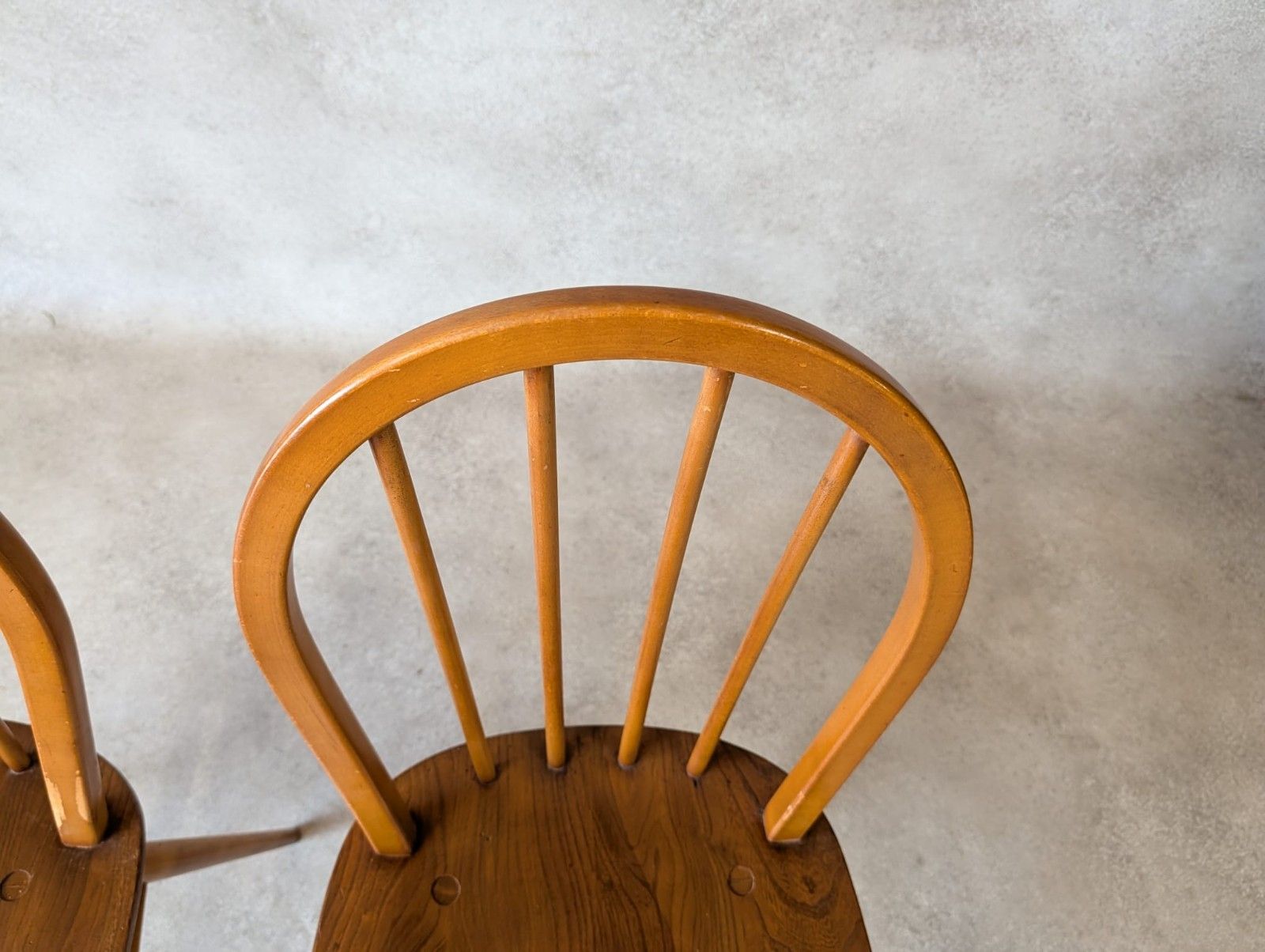 Furniture Set Of 4 Mid Century Ercol Hoop Back Dining Chairs  Blue Label photo