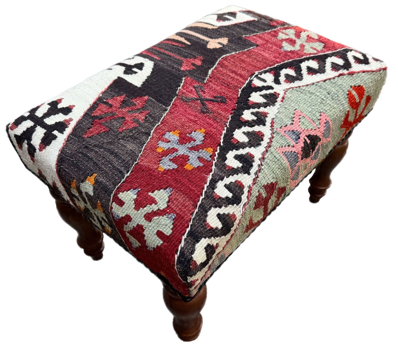 Kilim Covered Stool 0.53m X 0.37m X H0.37m