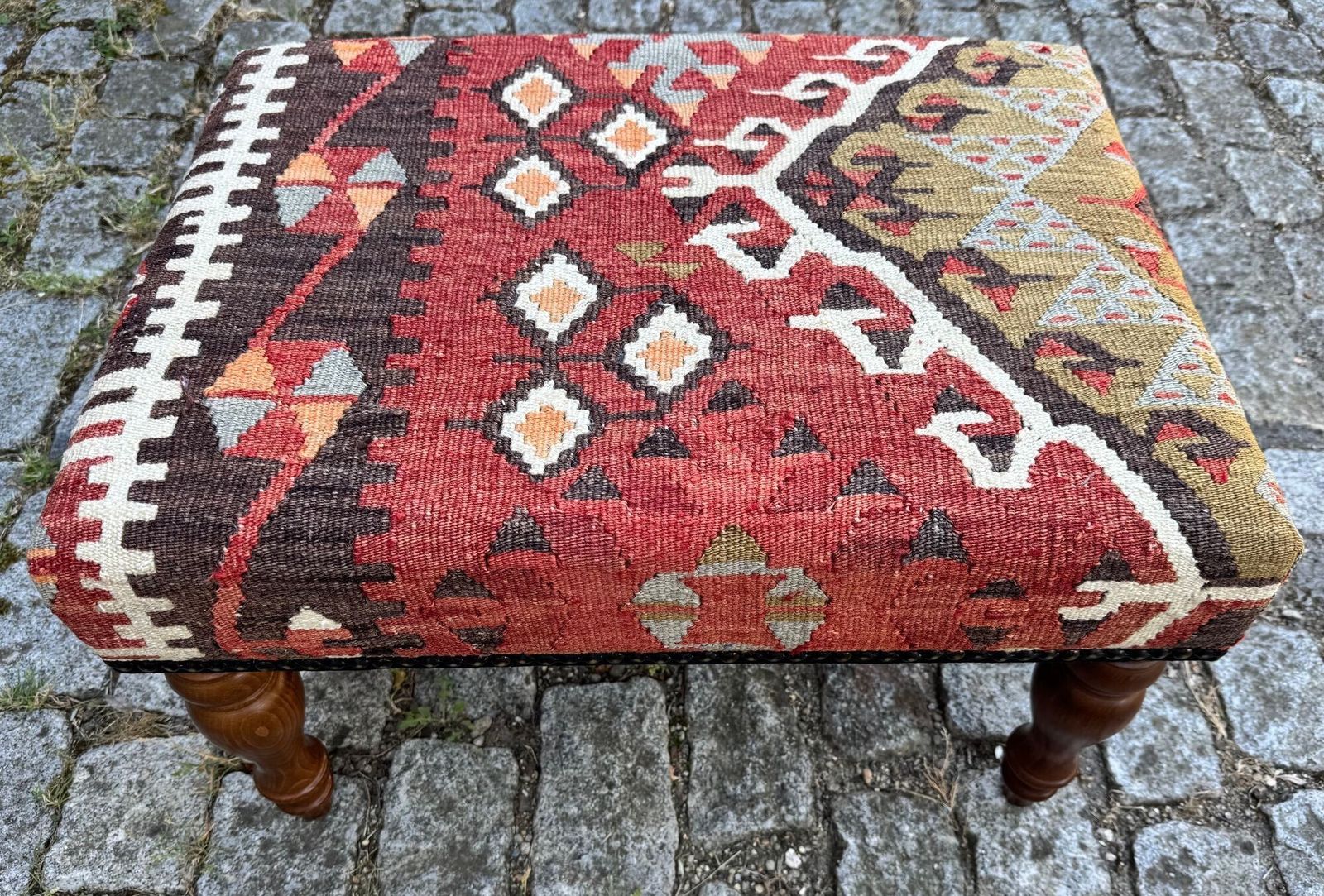 Kilim Covered Stool 0.53m X 0.37m X H0.37m photo buy