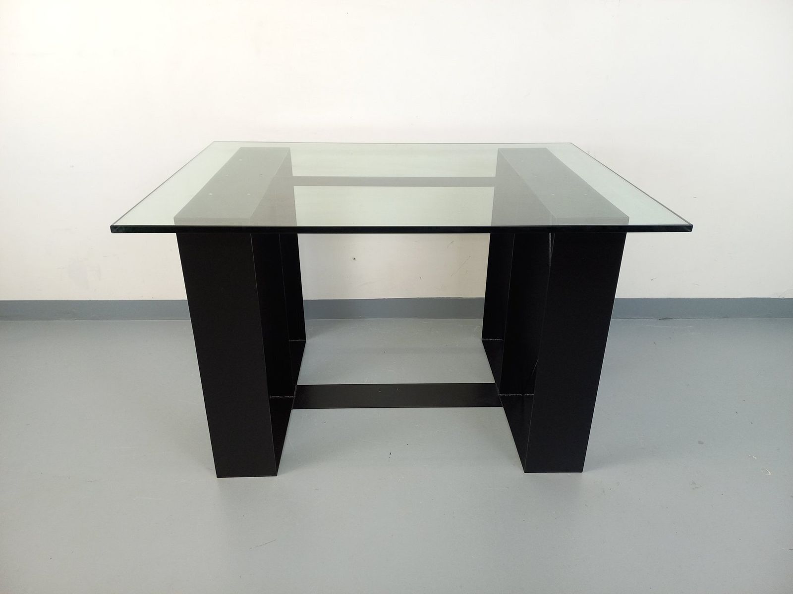 Furniture Rectangular High Table In Glass And Black Metal photo