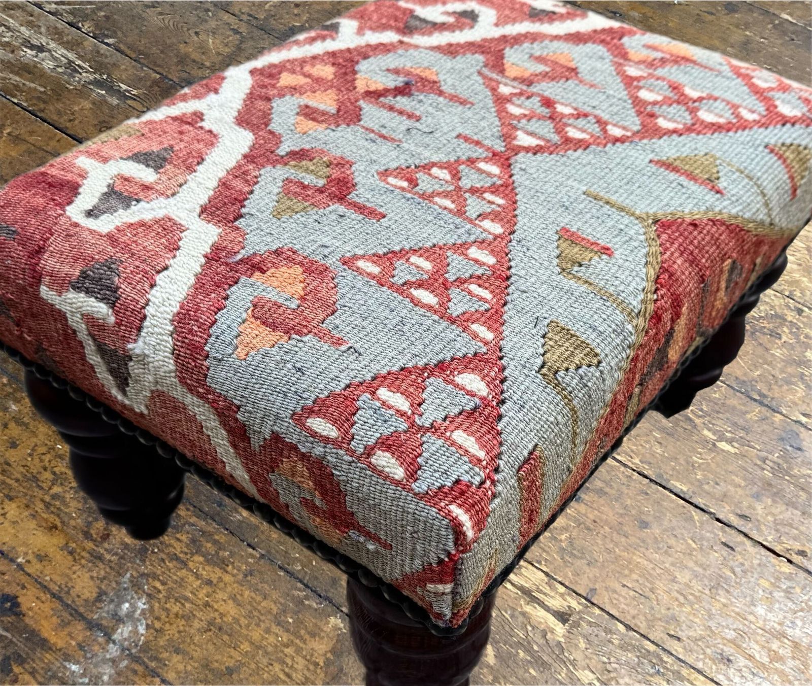 Kilim Covered Stool 0.42m X 0.31m X H0.25m photo furniture