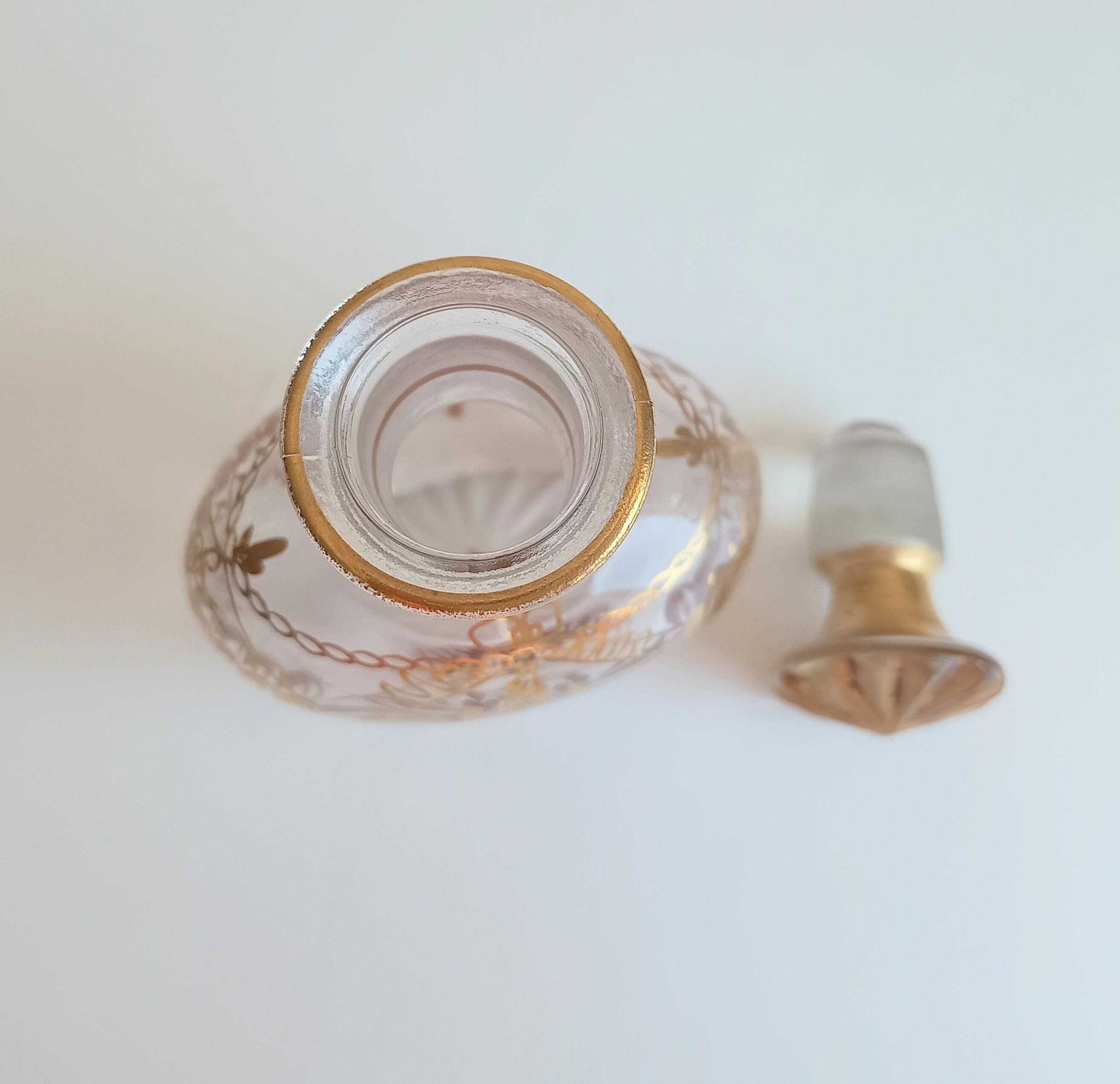 Antique French Gilt Perfume Bottle: Baccarat Circle Napoleon III Era Crystal Scent C 1900 photo vintage