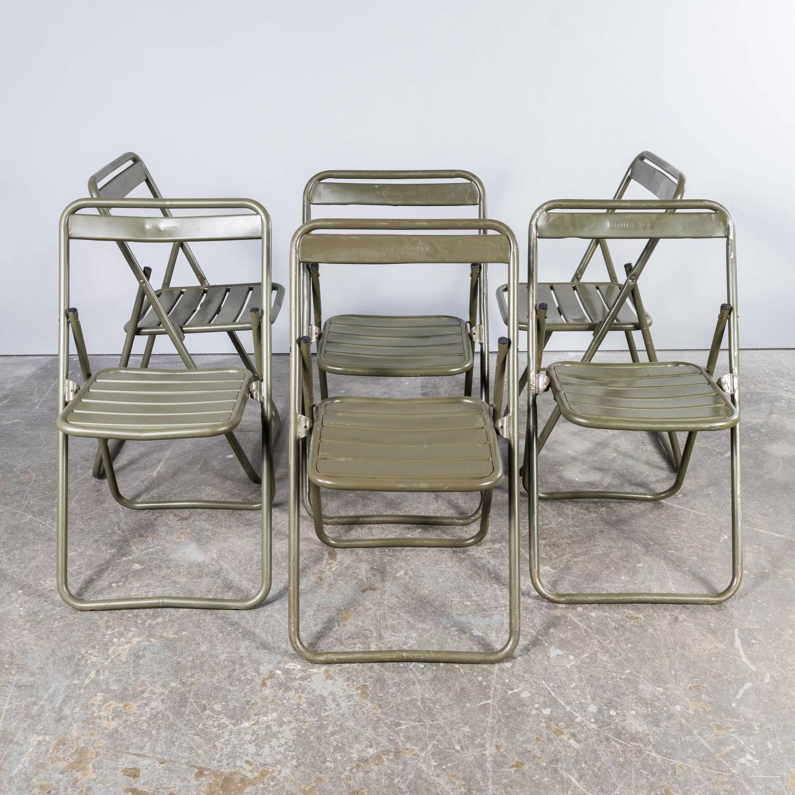 1970’s New Old Stock Original French Army Surplus Folding Chairs photo vintage