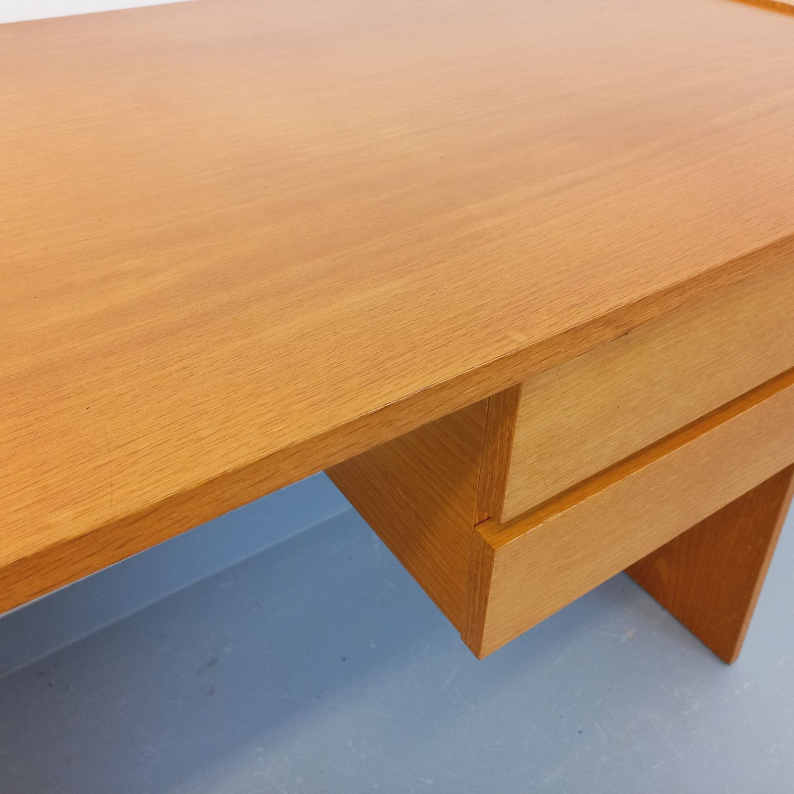 Furniture Double Sided Desk With Trapezoidal Oak Legs photo